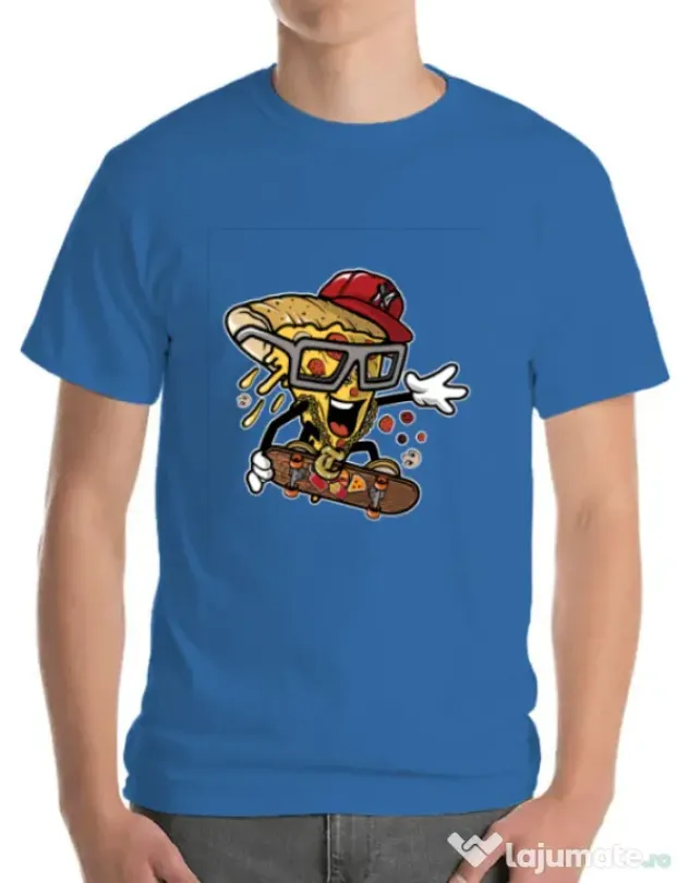 Tricou ADLER barbat Pizza Skater Albastru azuriu