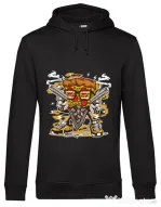 Hoodie barbat cu gluga Pizza Gangster Negru