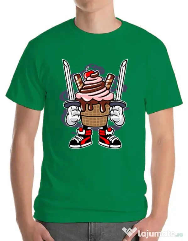 Tricou ADLER barbat Ice Cream Ninja Verde mediu