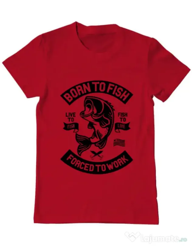 Tricou ADLER barbat Born To Fish Rosu