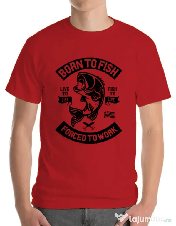 Tricou ADLER barbat Born To Fish Rosu