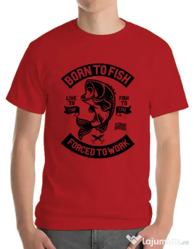 Tricou ADLER barbat Born To Fish Rosu