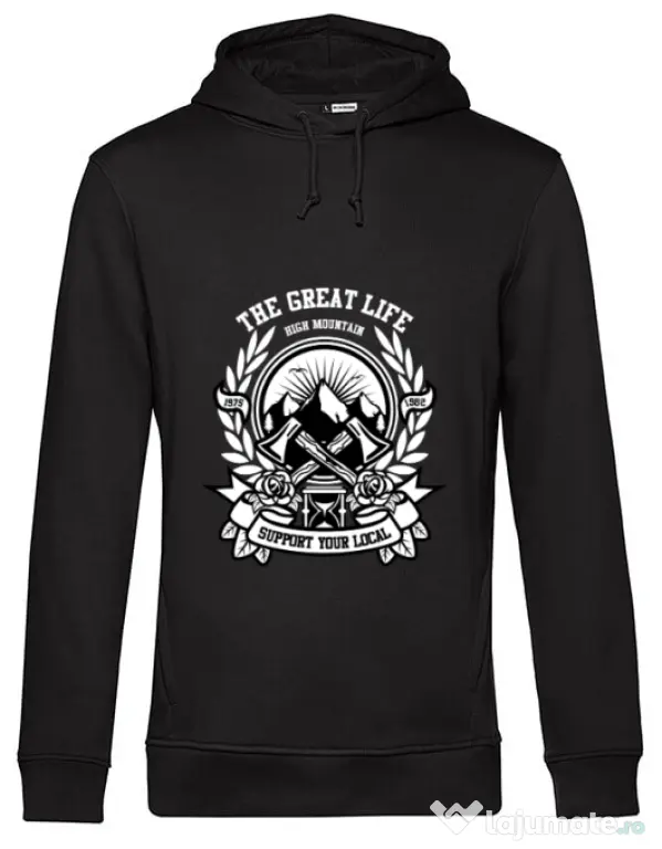 Hoodie barbat cu gluga Axe Negru