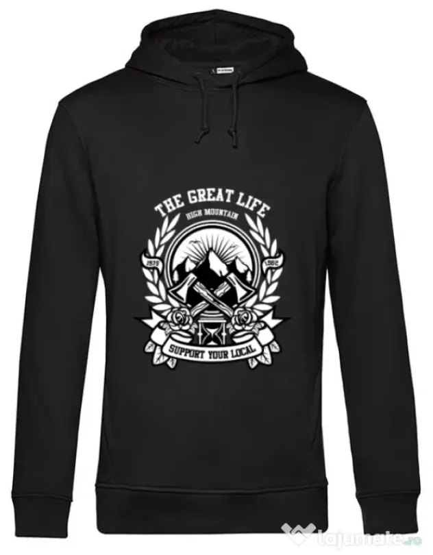 Hoodie barbat cu gluga Axe Negru