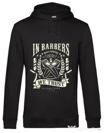 Hoodie barbat cu gluga In Barbers We Trust Negru