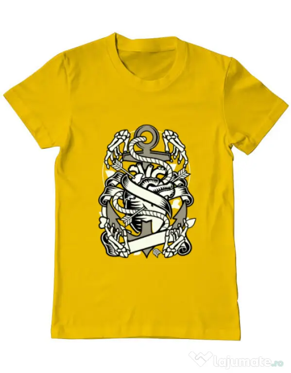 Tricou ADLER barbat Heart and Anchor Galben