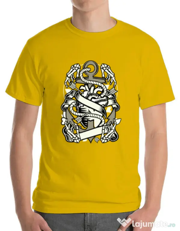 Tricou ADLER barbat Heart and Anchor Galben