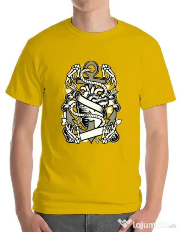 Tricou ADLER barbat Heart and Anchor Galben