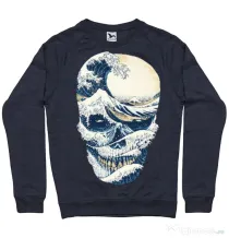 Bluza ADLER barbat The Great Wave off Skull Denim inchis