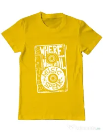 Tricou ADLER barbat Where words fail, music speaks Galben