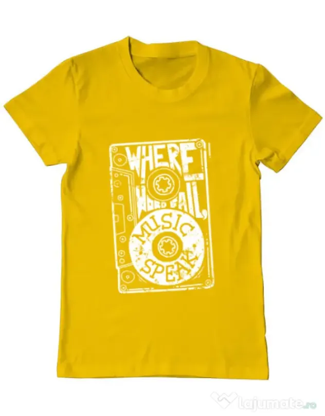 Tricou ADLER barbat Where words fail, music speaks Galben