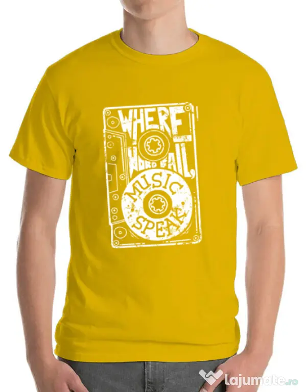 Tricou ADLER barbat Where words fail, music speaks Galben