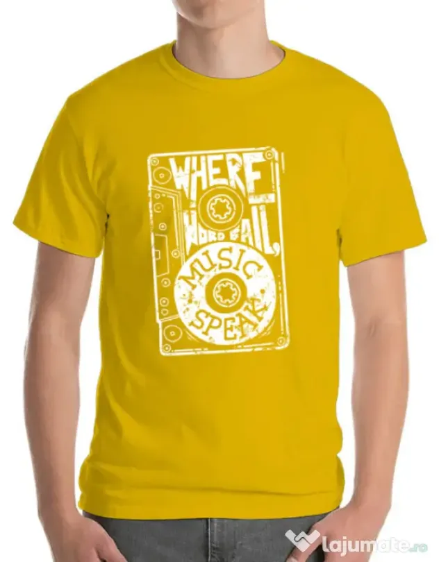 Tricou ADLER barbat Where words fail, music speaks Galben