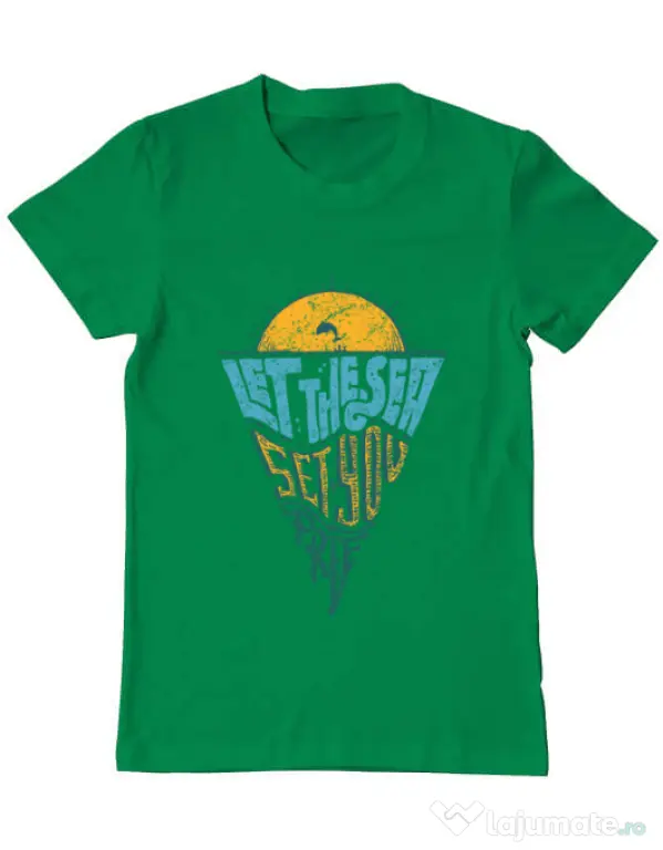 Tricou ADLER barbat Let the sea, Set you free Verde mediu