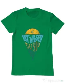 Tricou ADLER barbat Let the sea, Set you free Verde mediu