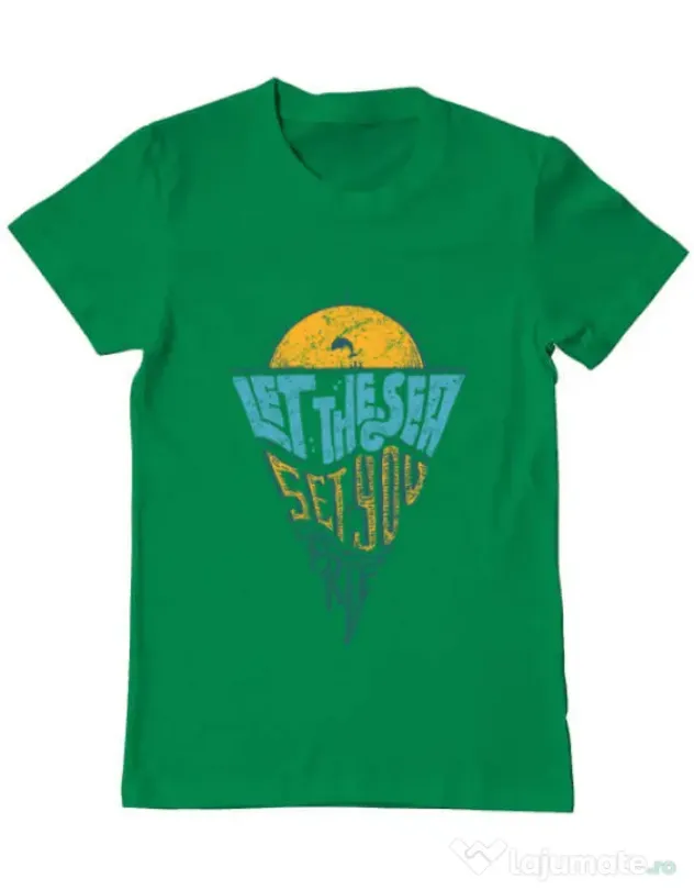 Tricou ADLER barbat Let the sea, Set you free Verde mediu