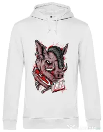 Hoodie barbat cu gluga Pig Saw Alb