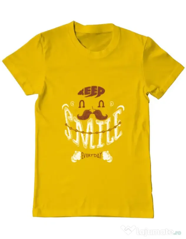 Tricou ADLER barbat Keep smile everyday Galben