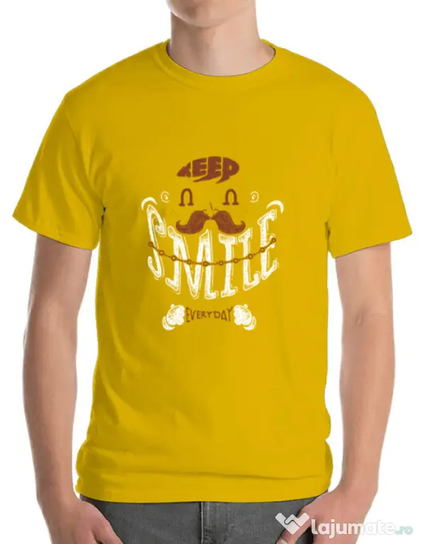 Tricou ADLER barbat Keep smile everyday Galben