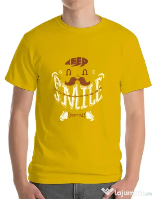 Tricou ADLER barbat Keep smile everyday Galben