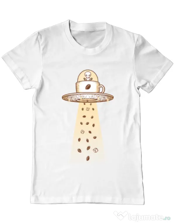 Tricou ADLER barbat Alien Coffee Invasion Alb