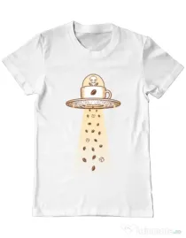 Tricou ADLER barbat Alien Coffee Invasion Alb