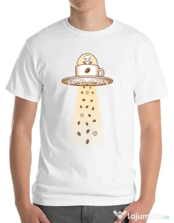 Tricou ADLER barbat Alien Coffee Invasion Alb