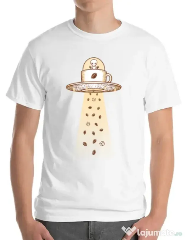 Tricou ADLER barbat Alien Coffee Invasion Alb