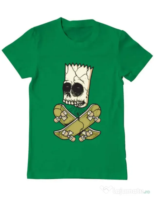 Tricou ADLER barbat Death of Skateboarder Verde mediu