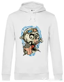 Hoodie barbat cu gluga Skull Movie Alb
