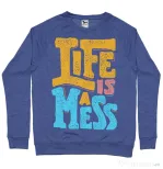 Bluza ADLER barbat Life Is A Mess Albastru melanj