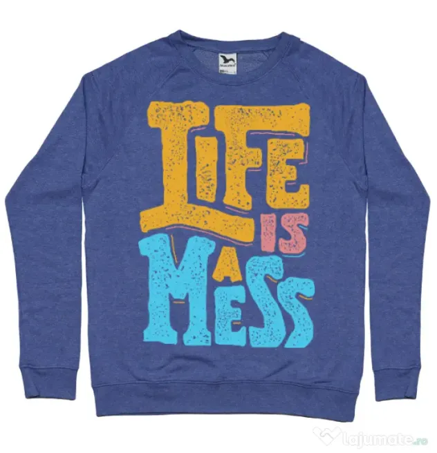 Bluza ADLER barbat Life Is A Mess Albastru melanj