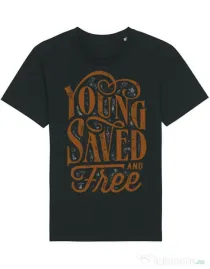 Tricou STANLEY STELLA barbat Young Saved And Free Negru