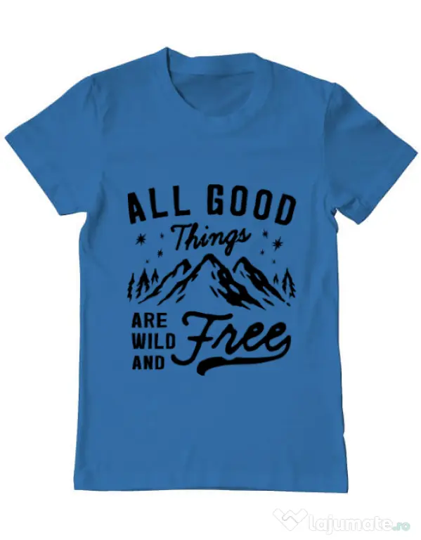 Tricou ADLER barbat All Good Things Are Wild And Free Albastru azuriu