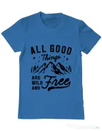 Tricou ADLER barbat All Good Things Are Wild And Free Albastru azuriu
