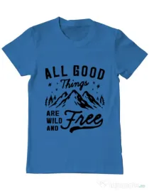 Tricou ADLER barbat All Good Things Are Wild And Free Albastru azuriu