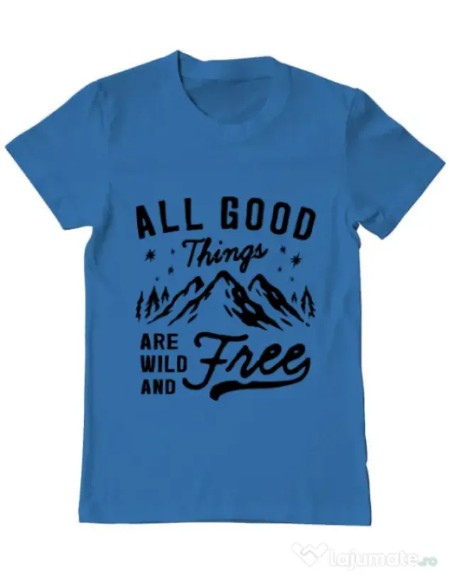 Tricou ADLER barbat All Good Things Are Wild And Free Albastru azuriu