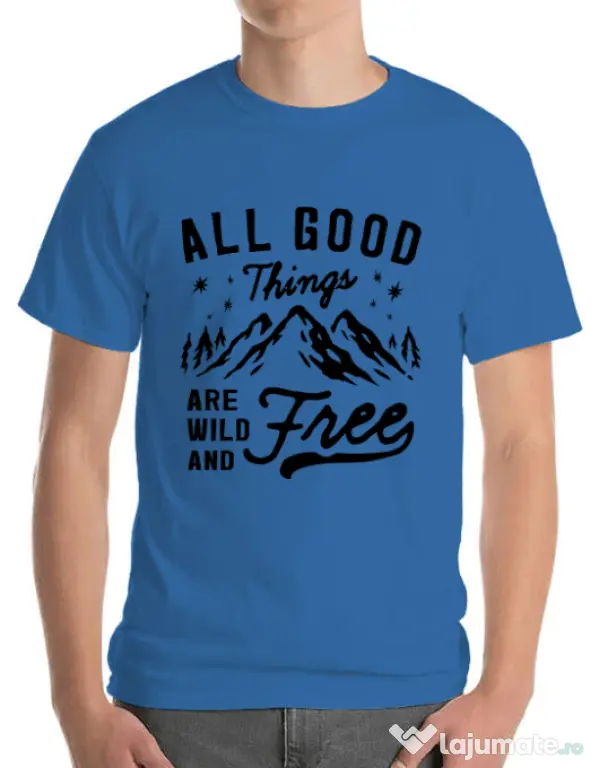Tricou ADLER barbat All Good Things Are Wild And Free Albastru azuriu