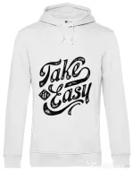 Hoodie barbat cu gluga Take it easy Alb