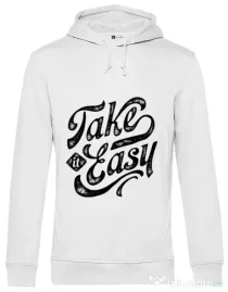 Hoodie barbat cu gluga Take it easy Alb