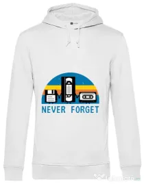 Hoodie barbat cu gluga Never forget Alb