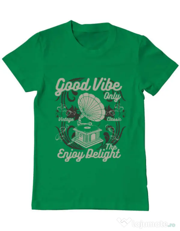 Tricou ADLER barbat Good Vibe Only Verde mediu
