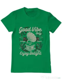 Tricou ADLER barbat Good Vibe Only Verde mediu