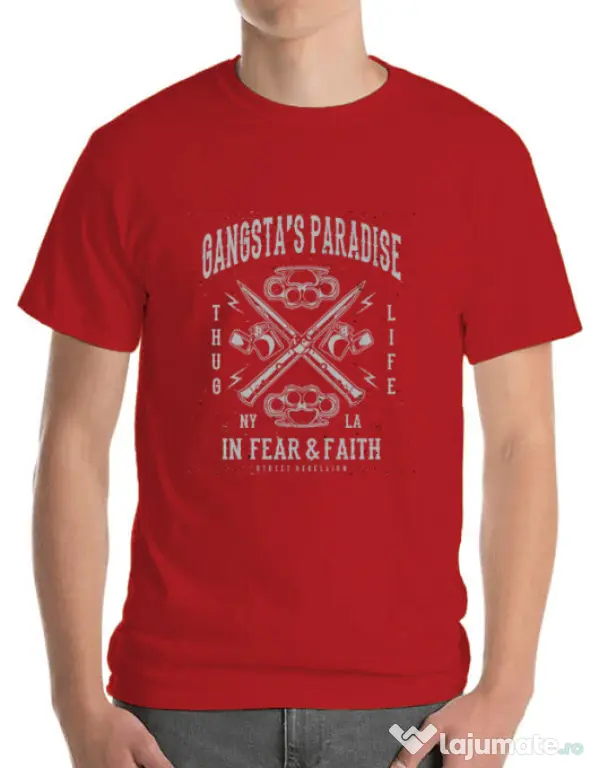 Tricou ADLER barbat Gangstas Paradise Rosu