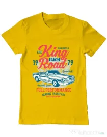Tricou ADLER barbat King Of The Road Galben