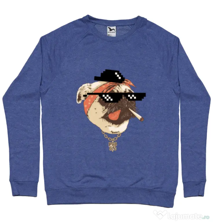 Bluza ADLER barbat Pug Life Albastru melanj