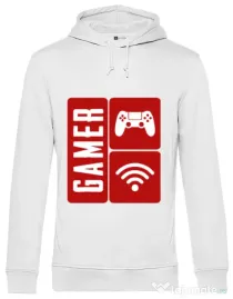 Hoodie barbat cu gluga Gamer Alb
