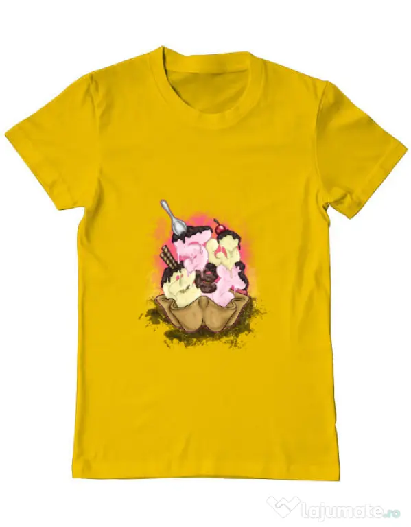 Tricou ADLER barbat sweet ice cream lettering Galben