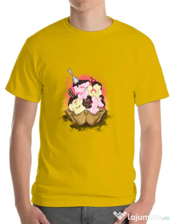 Tricou ADLER barbat sweet ice cream lettering Galben