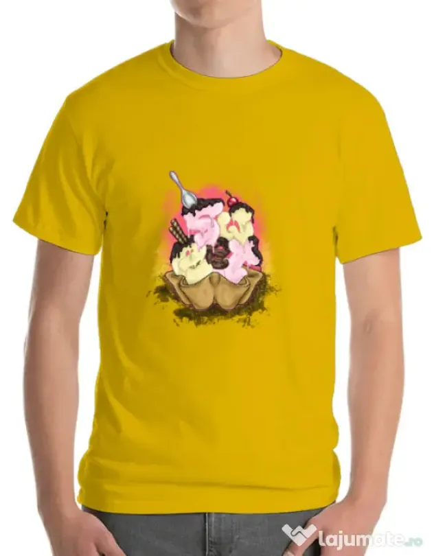 Tricou ADLER barbat sweet ice cream lettering Galben